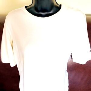Tommy Hilfiger Top creamy beige cotton top with logo snap closure short sleeves
